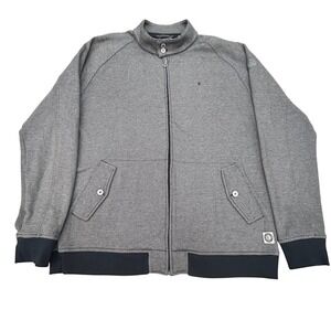 Linksoul Jacket Mens XL Grey Herringbone Full Zip Golf Sweater Dark Academia